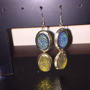 Blue and green iridescent earrings